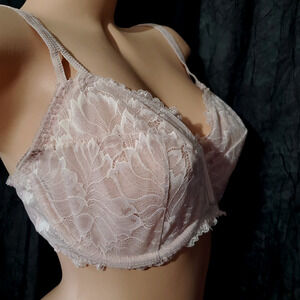 AUDEN 38DD Bra PINK LACE COQUETTE Balconette Coverage Unlined Underwire
